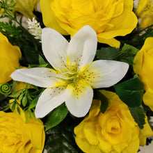 Load image into Gallery viewer, Yellow Rose and White Lily Cemetery Cone (360 Degrees)