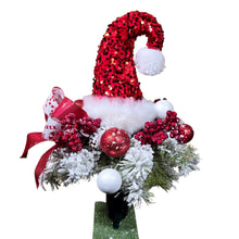 Load image into Gallery viewer, Sequined Santa Hat Cemetery Cone Christmas Memorial Decoration