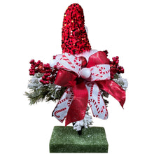 Load image into Gallery viewer, Sequined Santa Hat Cemetery Cone Christmas Memorial Decoration