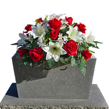 Load image into Gallery viewer, Elegant Red Rose and White Lily Headstone Saddle Memorial Decoration