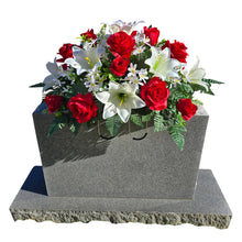 Load image into Gallery viewer, Elegant Red Rose and White Lily Headstone Saddle Memorial Decoration