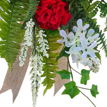 Load image into Gallery viewer, Red Geranium White Lilac Front Door Swag
