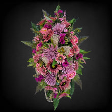 Load image into Gallery viewer, Mauve Sunflower Front Door Swag or Centerpiece, Dusty Pink Handmade Floral Teardrop