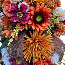 Load image into Gallery viewer, Orange Sunflower Front Door Swag, Handmade Floral Teardrop