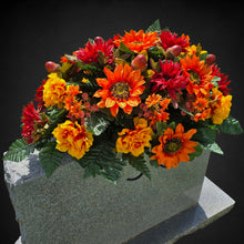 Load image into Gallery viewer, Sunflower Dahlia Headstone Saddle Fall Memorial Decoration