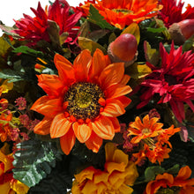 Load image into Gallery viewer, Sunflower Dahlia Headstone Saddle Fall Memorial Decoration