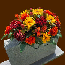 Load image into Gallery viewer, Sunflower, Mum, & Dahlia Headstone Saddle Fall Memorial Decoration