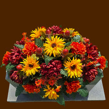 Load image into Gallery viewer, Sunflower, Mum, & Dahlia Headstone Saddle Fall Memorial Decoration