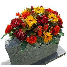 Load image into Gallery viewer, Sunflower, Mum, & Dahlia Headstone Saddle Fall Memorial Decoration