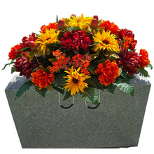Load image into Gallery viewer, Sunflower, Mum, & Dahlia Headstone Saddle Fall Memorial Decoration