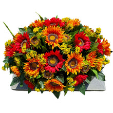 Load image into Gallery viewer, Red Orange Sunflower Fall Cemetery Headstone Saddle Memorial Decoration