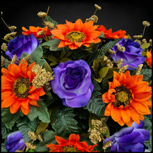 Load image into Gallery viewer, Orange Sunflower Purple Rose Fall Cemetery Headstone Saddle Halloween Memorial Decoration