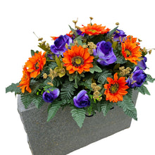 Load image into Gallery viewer, Orange Sunflower Purple Rose Fall Cemetery Headstone Saddle Halloween Memorial Decoration