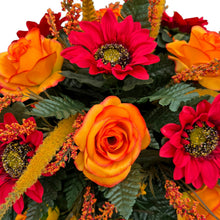 Load image into Gallery viewer, Red Sunflower Orange Rose Fall Cemetery Headstone Saddle Memorial Decoration