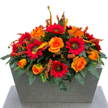 Load image into Gallery viewer, Red Sunflower Orange Rose Fall Cemetery Headstone Saddle Memorial Decoration