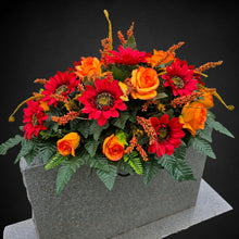 Load image into Gallery viewer, Red Sunflower Orange Rose Fall Cemetery Headstone Saddle Memorial Decoration