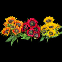 Load image into Gallery viewer, Artificial Flower Red Orange Yellow Sunflower Bushes, Silk Floral Craft Supply (Set of 3)