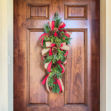Load image into Gallery viewer, Christmas Front Door Wreath Swag with Pinecones, Berries, Juniper Berries, Pine, and a Red Birds