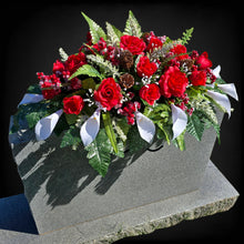 Load image into Gallery viewer, Red Rose and White Calla Lily Headstone Memorial Decoration