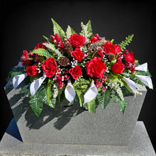 Load image into Gallery viewer, Red Rose and White Calla Lily Headstone Memorial Decoration