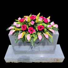 Load image into Gallery viewer, Beauty Pink Rose and Calla Lily Headstone Saddle Memorial Decoration