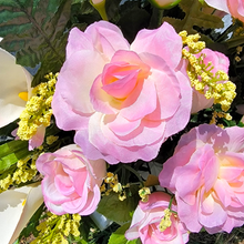 Load image into Gallery viewer, Cream Pink Rose and Calla Lily Memorial Decorations: Includes 2 Jumbo Cemetery Cones
