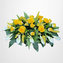 Load image into Gallery viewer, Yellow Rose and Calla Lily Headstone Saddle Memorial Decoration