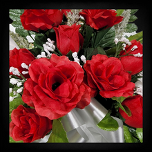 Load image into Gallery viewer, Red Rose and White Calla Jumbo Cemetery Cone Memorial Decoration