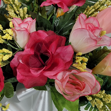 Load image into Gallery viewer, Beauty Pink Rose and Calla Lily Cemetery Cone Memorial Decoration
