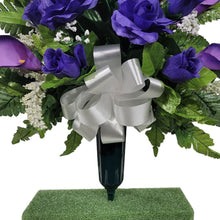 Load image into Gallery viewer, Purple Rose and Calla Lily Jumbo Cemetery Cone Memorial Decoration