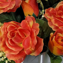 Load image into Gallery viewer, Orange Calla Lily and Rose Cemetery Cone Memorial Decoration