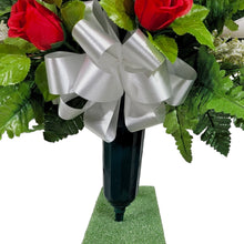Load image into Gallery viewer, Red Rose and White Calla Jumbo Cemetery Cone Memorial Decoration