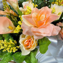 Load image into Gallery viewer, Peach Rose and Calla Lily Memorial Decorations: Includes 2 Jumbo Cemetery Cones