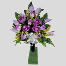 Load image into Gallery viewer, Lavendar Rose and Calla Lily Memorial Decorations: Includes 2 Cemetery Cones