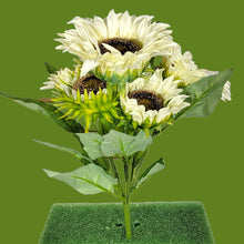 Load image into Gallery viewer, 17" Sunflower Bush with 5 Blooms and 2 Buds (Cream Color)