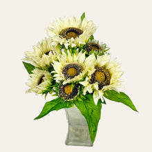 Load image into Gallery viewer, 17" Sunflower Bush with 5 Blooms and 2 Buds (Cream Color)