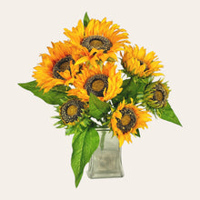 Load image into Gallery viewer, 17" Sunflower Bush with 5 Blooms and 2 Buds (Yellow Color)
