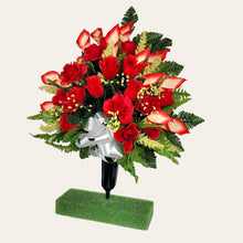 Load image into Gallery viewer, Red Rose and Calla Lily Memorial Decorations: Includes 2 Jumbo Cemetery Cones