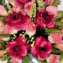 Load image into Gallery viewer, Beauty Pink Rose and Calla Lily Memorial Decoration: Includes 2 Jumbo Cemetery Cones