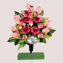Load image into Gallery viewer, Beauty Pink Rose and Calla Lily Jumbo Cemetery Cone Memorial Decoration