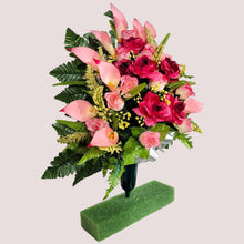 Load image into Gallery viewer, Beauty Pink Rose and Calla Lily Jumbo Cemetery Cone Memorial Decoration