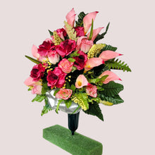 Load image into Gallery viewer, Beauty Pink Rose and Calla Lily Jumbo Cemetery Cone Memorial Decoration