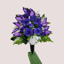 Load image into Gallery viewer, Purple Rose and Calla Lily Jumbo Cemetery Cone Memorial Decoration
