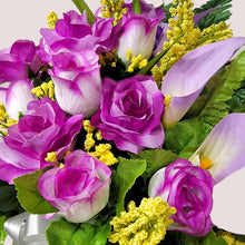 Load image into Gallery viewer, Lavendar Rose and Calla Lily Memorial Decorations: Includes 2 Jumbo Cemetery Cones