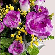 Load image into Gallery viewer, Lavendar Rose and Calla Lily Memorial Decorations: Includes 2 Cemetery Cones