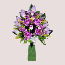 Load image into Gallery viewer, Lavendar Rose and Calla Lily Jumbo Cemetery Cone Memorial Decoration