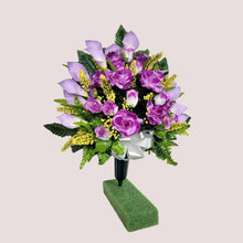 Load image into Gallery viewer, Lavendar Rose and Calla Lily Memorial Decorations: Includes 2 Jumbo Cemetery Cones