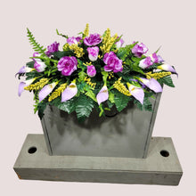Load image into Gallery viewer, Lavendar Rose and Calla Lily Headstone Saddle Memorial Decoration