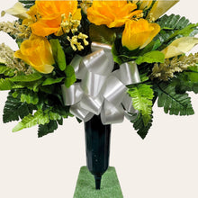 Load image into Gallery viewer, Yellow Rose and Calla Lily Memorial Decorations: Includes 2 Cemetery Cones