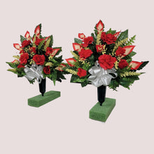 Load image into Gallery viewer, Red Rose and Calla Lily Memorial Decoration: Includes 2 Cemetery Cones